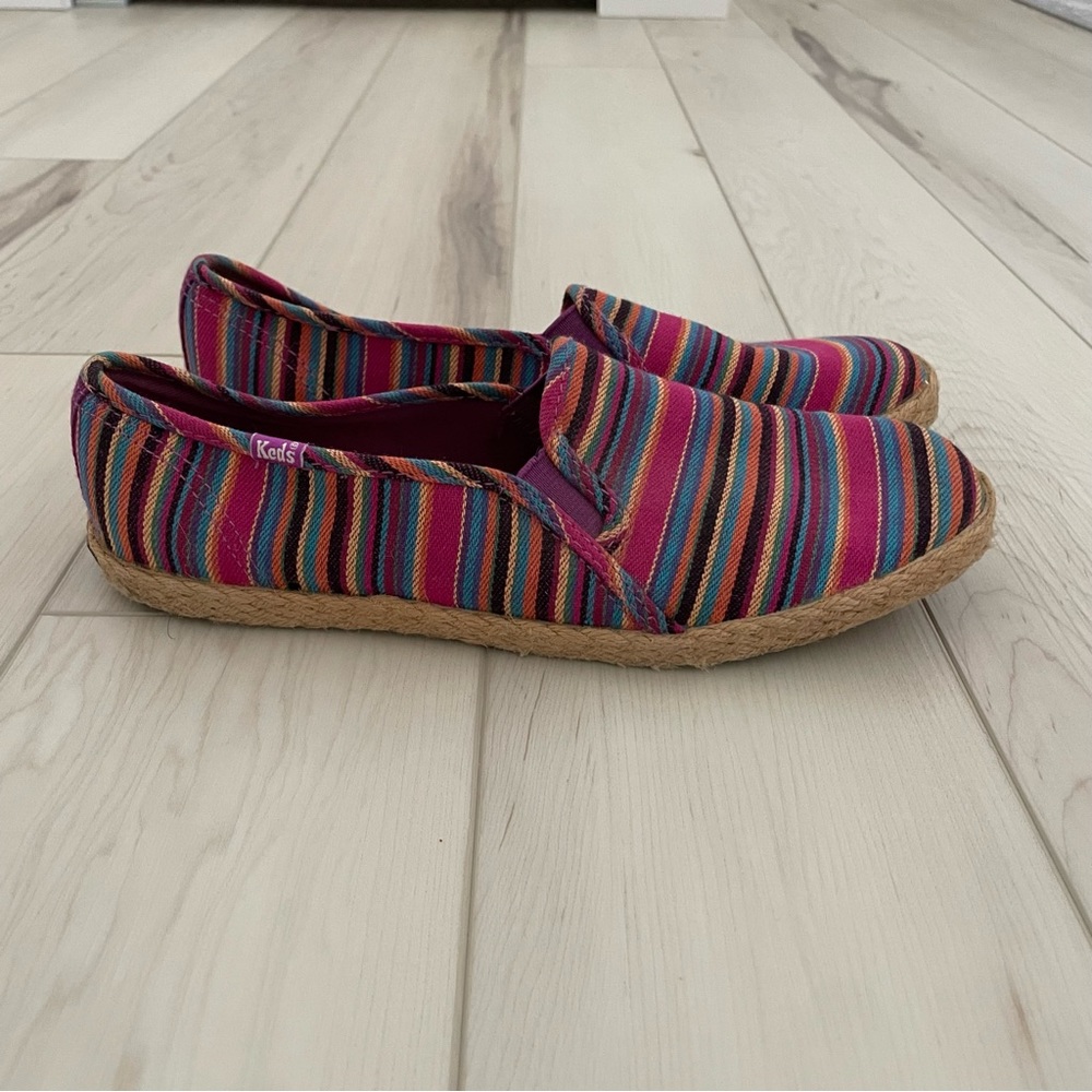 Keds Multi Color Stripe Espadrille Flats Moccasins Shoes